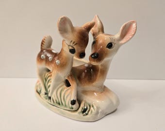 1950's Mid Century Modern Deer Planter-Doe-Fawn-Succulent Holder-Nursery Decor-Anthropomorphic-Vase-Plant Holder-Bambi
