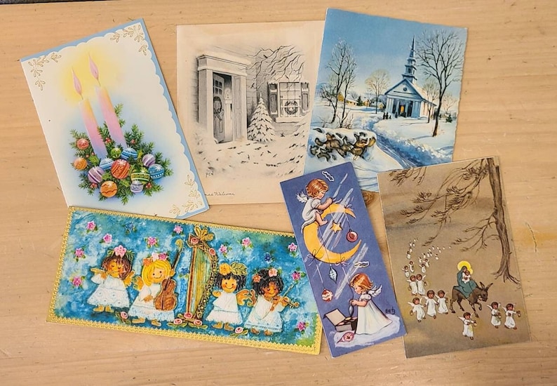 6 Vintage Christmas Cardsmid Century Modern Christmaschristmas