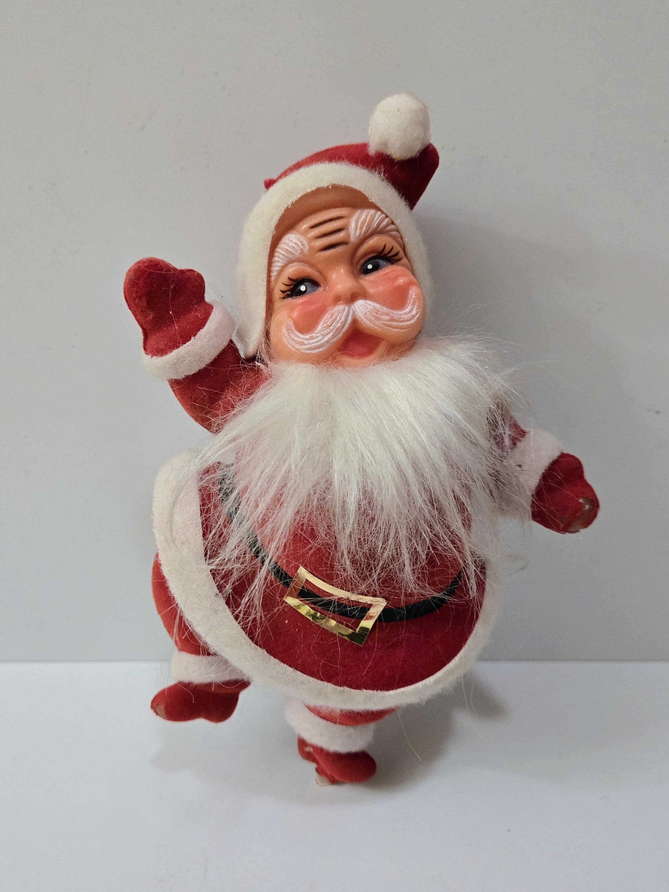 Vintage Flocked Dancing Santa - Etsy