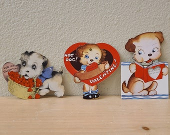 3 Vintage Dog Valentine's Day Cards-Puppy-Vintage Valentine-Scrapbook-Junk Journal-Valentine Ephemera-Valentine Decor-Love-Mechanical