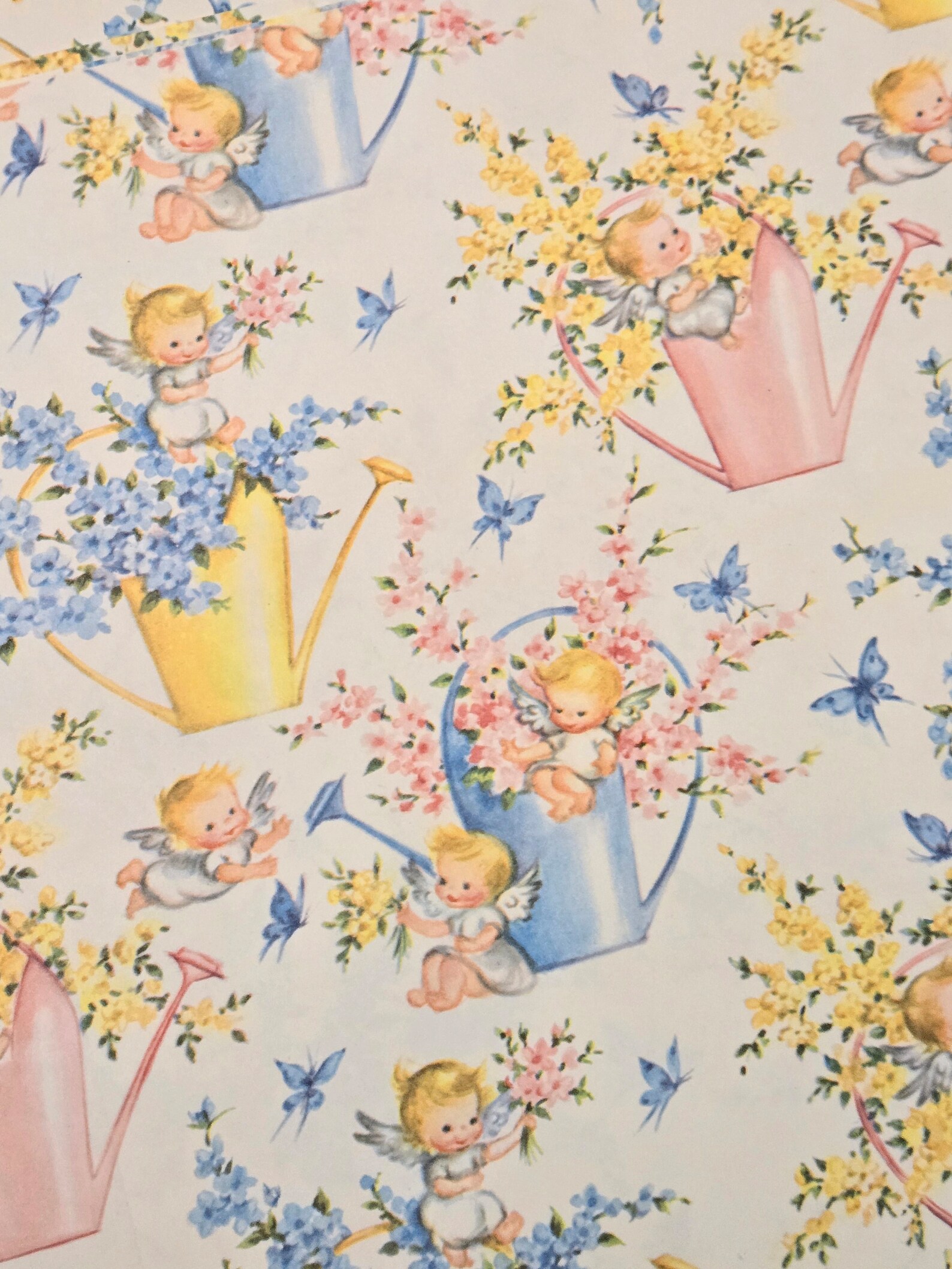 1950's Gift Wrap-rocket Rascals-space-angels-ephemera-baby Shower ...