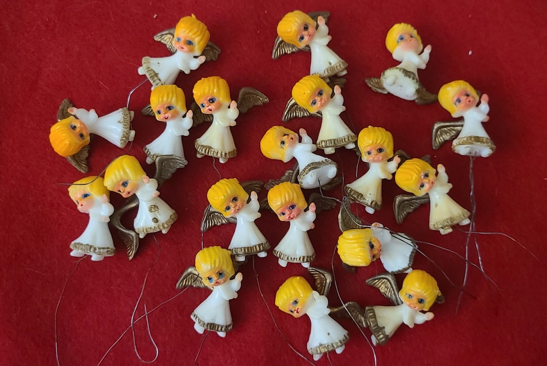 19pc 1960's 1 Miniature Plastic Angel Figurinesvintage Christmasmcm