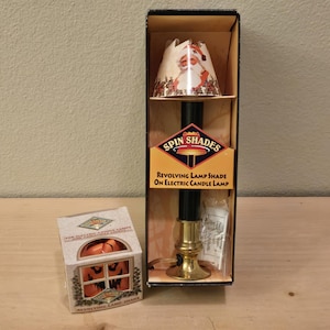 1994 Spin Shades Revolving Electric Candle Lamp & 2 Shades-Christmas-Halloween-Vintage Light-Nightlight-Christmas Decor-Halloween Decor