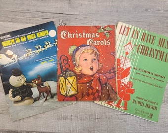 Vintage Christmas Songbooks-Rudolph-Sheet Music-Christmas Carols-Vintage Christmas-Christmas Ephemera-Christmas Decor-Christmas Book