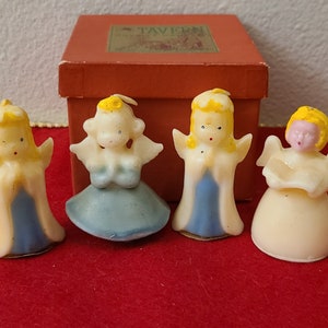 1950&#39;s Tavern Christmas Angels Candles w/Box-Socony Vacuum Oil Company-Gurley Style-Vintage Christmas-Christmas Decor-Novelty Candles