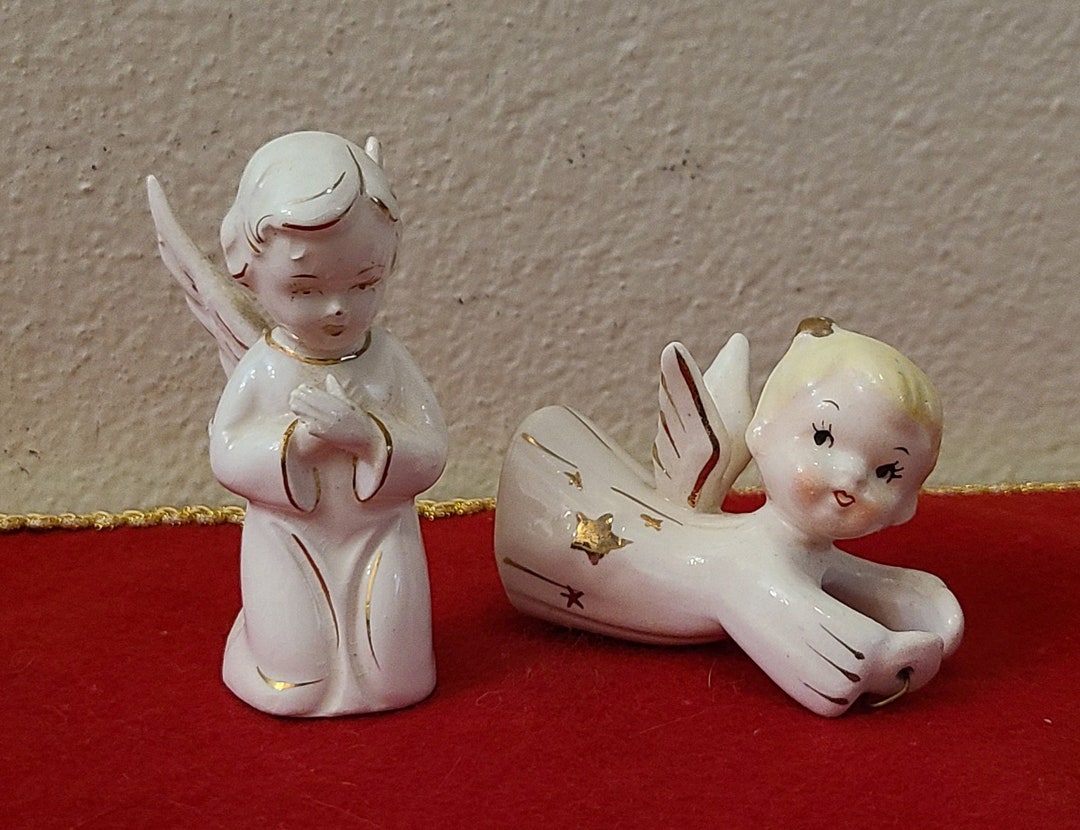 Vintage Ceramic Angel Figurinesvintage Christmaschristmas Decorangel
