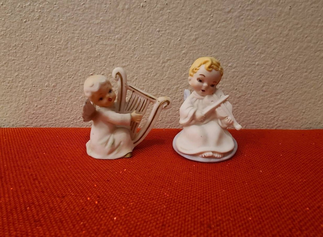 Vintage Ceramic Angel Figurinesvintage Christmaschristmas Decorangel