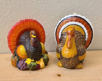 2 Novelty Turkey Candles-Thanksgiving-Vintage Thanksgiving-Thanksgiving Decor-Thanksgiving Table-Kitschy-Vintage Candle-Turkey Decor
