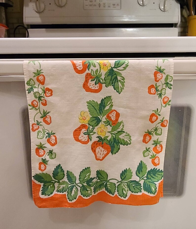 Vintage Strawberry Tea Towel Table Runner by Cannon Millshand Etsy