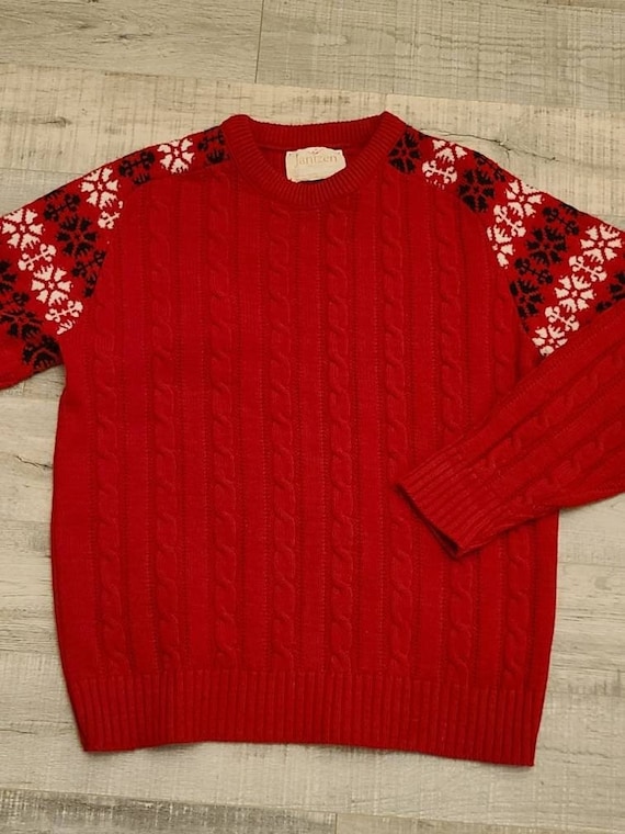 1980's Jantzen Cable Knit Snowflake Sweater-Christ