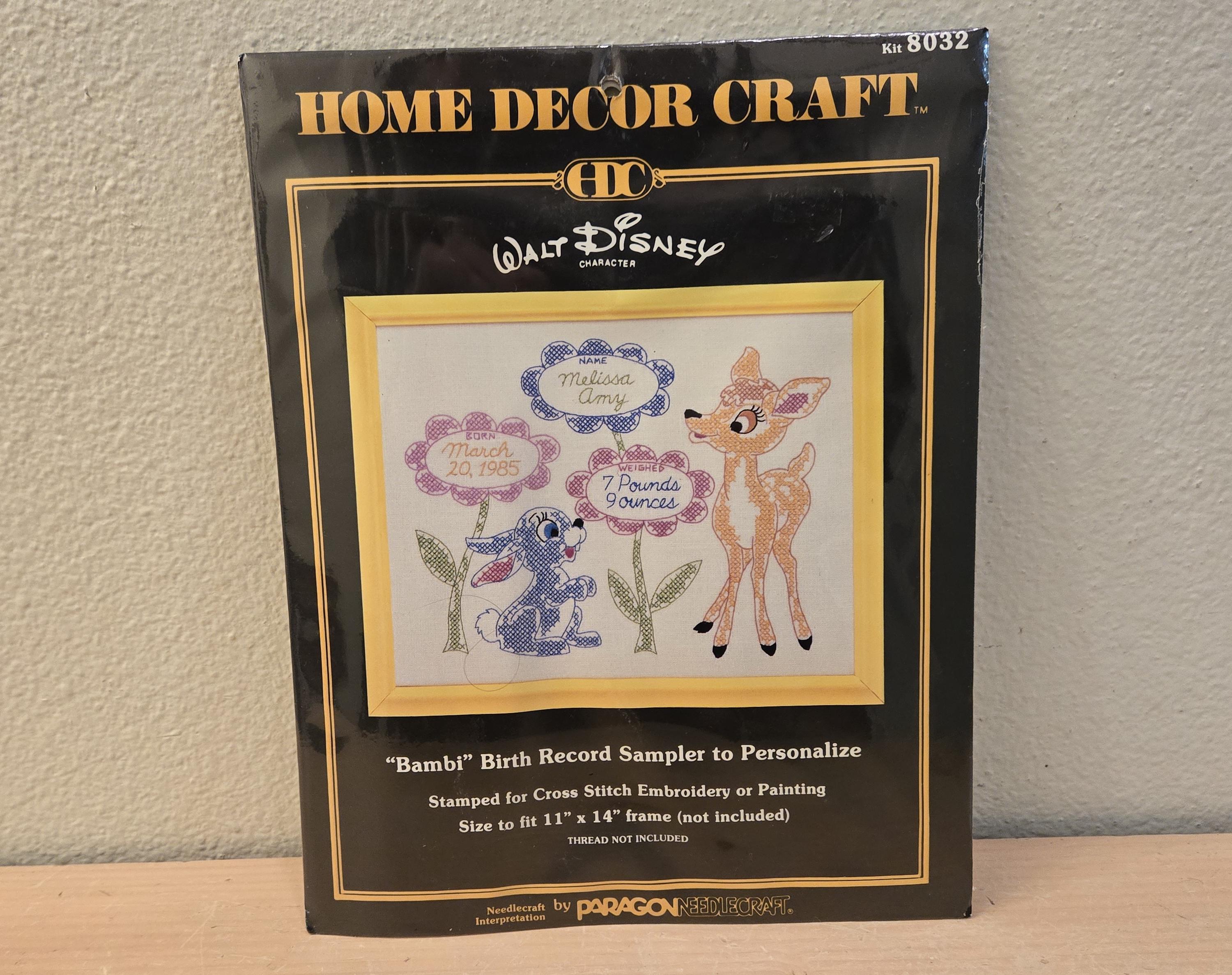 Vintage Disney's Bambi & Thumper Birth Record Embroidery Sampler