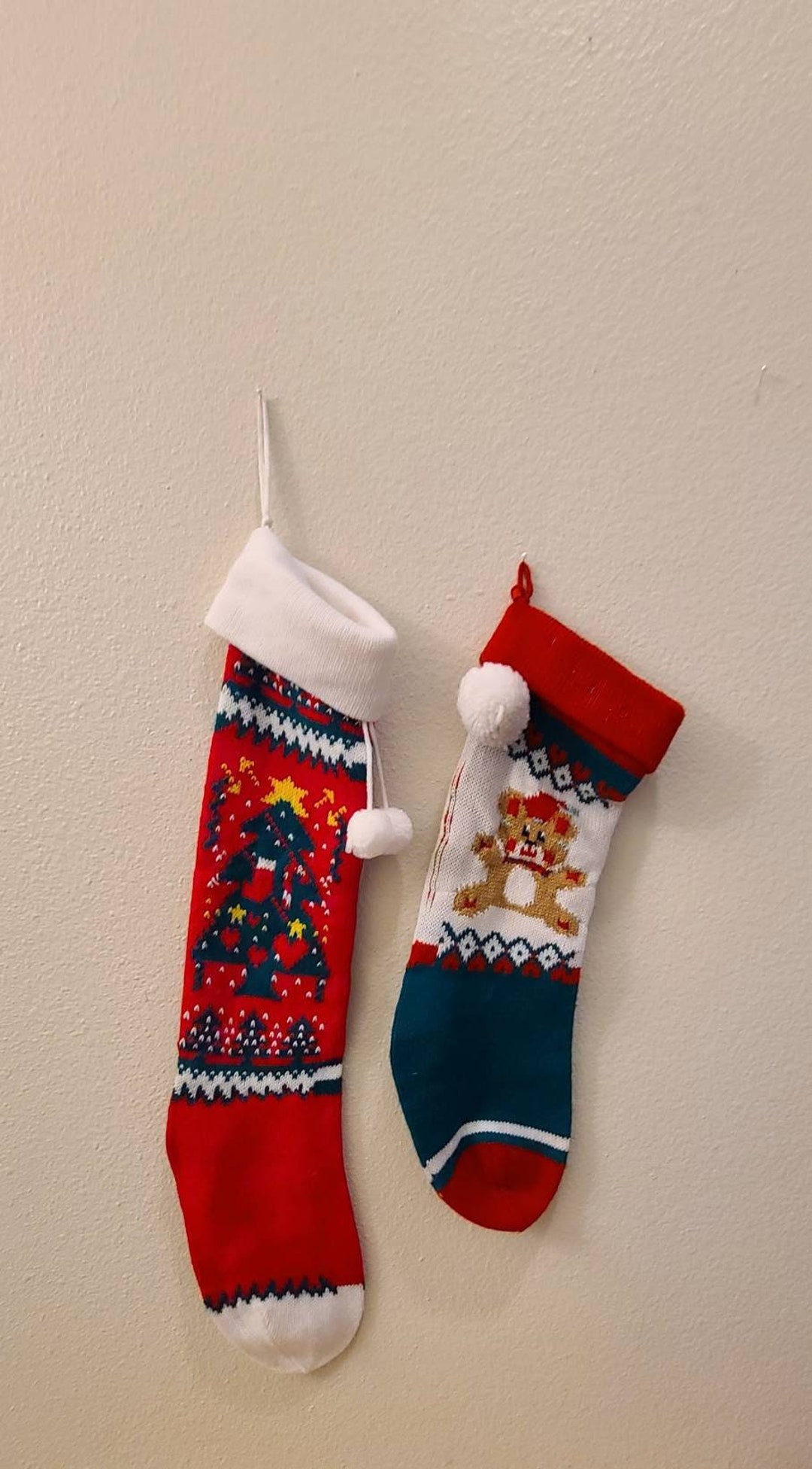 Vintage Knit Christmas Stockings 