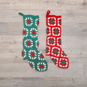 2 Vintage Knit Christmas Stockings-Handmade-Vintage Christmas-Christmas Decor-Vintage Stocking-Retro Christmas-Holiday Decor