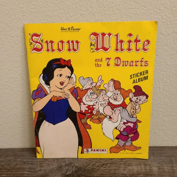 1980's Walt Disney Snow White & 7 Dwarfs Complete Sticker Album-Panini-Vintage Disney-Brothers Grimm-Collectible Stickers-Disney Collectible