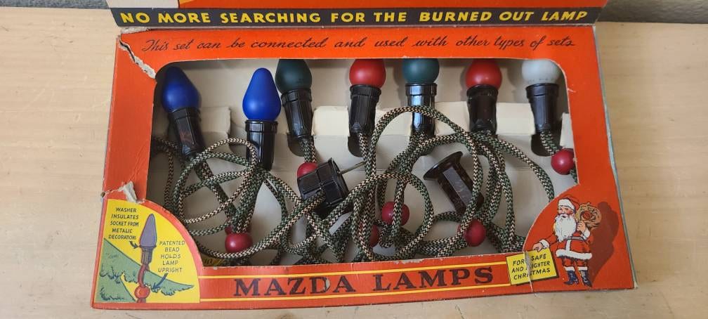 1950's Noma Vintage 7 Bulb Christmas Light Set-indoor Lights-mazda