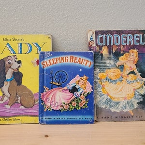 Vintage Disney Children&#39;s Books-Cinderella-Sleeping Beauty-Lady-Nursery-Lady and Tramp-Disney Princess-Little Golden Books-Rand McNally