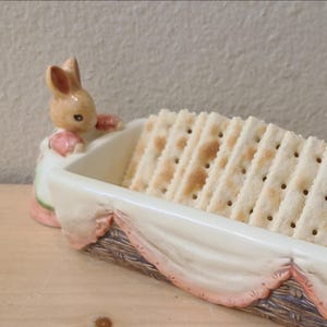 1980&#39;s Takahashi Bunny Easter Serving Tray-Cracker Dish-Easter Decor-Bunny Rabbit-Easter Tray-Candy Dish-Easter Bunny-Easter Bowl-Rabbit