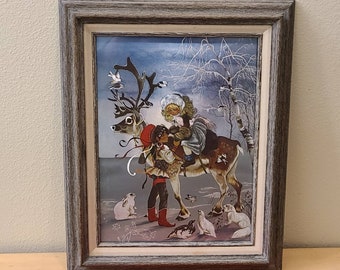 vintage Hans Christian Andersen Snow Queen Foil Art-danois-vintage Noël-Conte de fées-vintage Noël-Décor de Noël-Elfe-danois