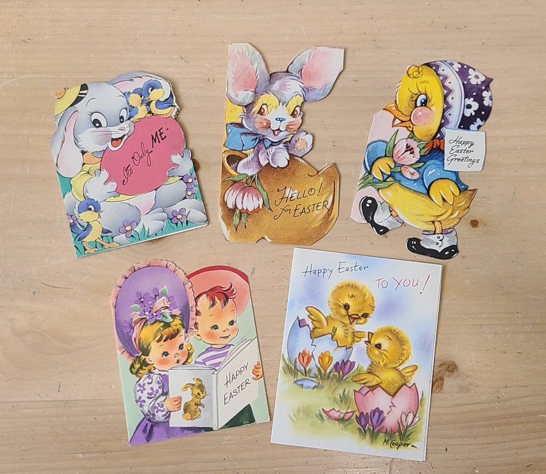 1940's Vintage Easter Cards-easter Ephemera-ducks-bunny-scrapbook-junk ...