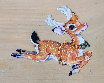 1960's Dennison Reindeer Christmas Cut Out Die Cuts-Vintage Christmas-Christmas Decor-Christmas Wall Decor-Christmas Ephemera-Beistle Style