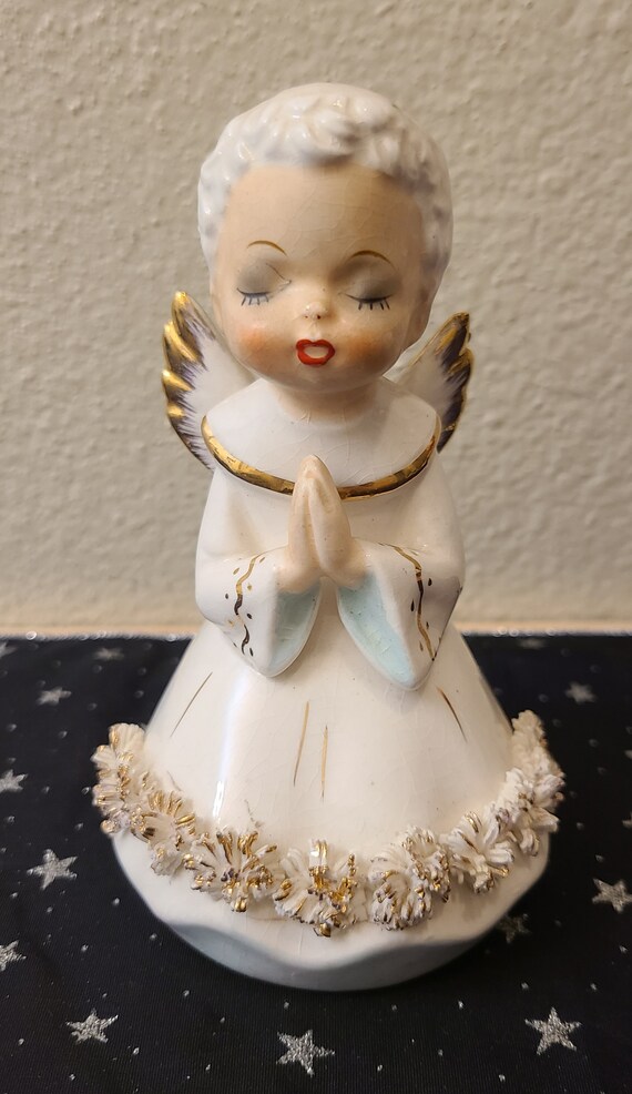 1950's Ceramic Spaghetti Angel Figurines-vintage Christmas