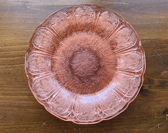 1930's Jeanette Glass Pink "Cherry Blossom" 9" Dinner Plates-Depression Glass-Farmhouse-Bridal Shower-Hostess-Dinner Table-Shabby Chic