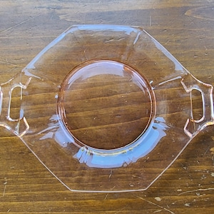 1930&#39;s Vintage Pink Depression Glass 7&quot; Salad Plate-Vintage Dining-Shabby Chic-Trinket Dish-Dessert Plate-Vintage Glass-Platter-Pink Glass
