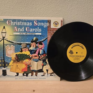 1982 Christmas Songs and Carols 33 1/3 Record-Carolers-Christmas Songs-Christmas Decor-Vintage Christmas-Vinyl-Ephemera-Wonderland Records