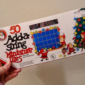 1970&#39;s Christmas String Light Set-Indoor/Outdoor-Miniature Lights-Vintage Christmas-Christmas Decor-Retro Christmas-Merry Midget
