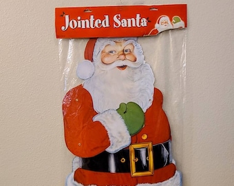 3 1/2 ft 1978 Beistle Jointed Santa Die Cut-3 1/2 foot-Vintage Christmas-Christmas Decor-Christmas Ephemera-Christmas Wall Decor