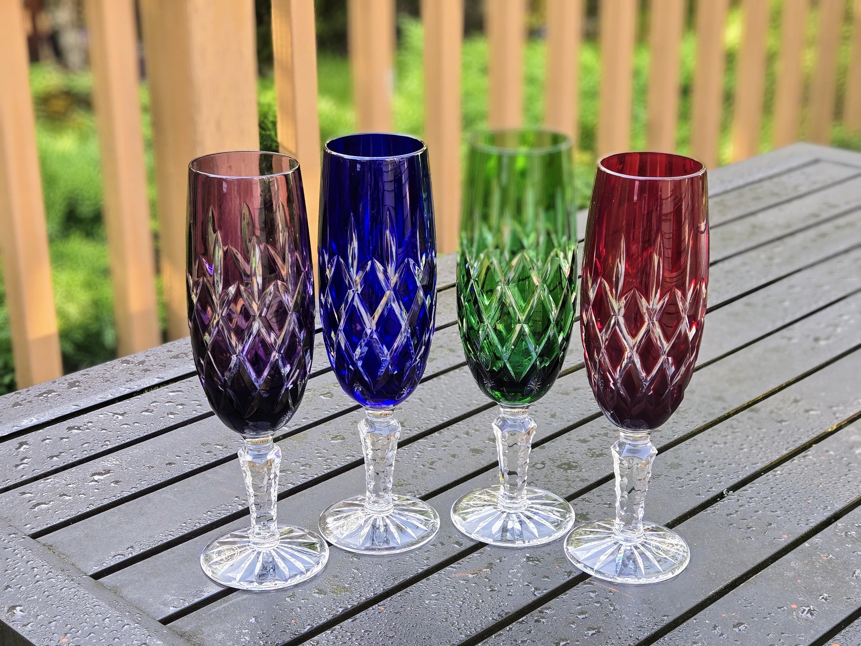 アンティークバカラ　シャルル・ヴィジェエナメル彩林檎花飛蝶紋大飾鉢 CHOICE AJKA Crystal Arabella Stemware Fluted Champagne Glass