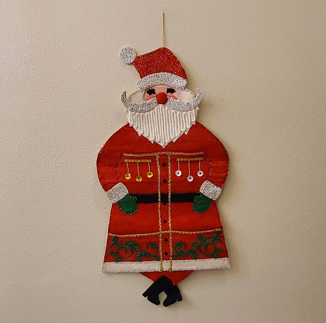 1960's LARGE Santa Felt Wall Hangingchristmas Etsy