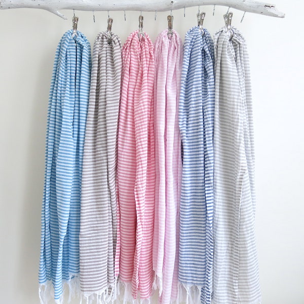 Summery cotton cloth - finely striped