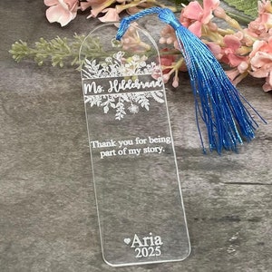 Personalized Teacher Bookmark - Thank you for being part of my story | Teacher Gift | End of Year Teacher Gift | Teacher Appreciation Gift