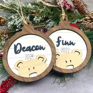 Personalized 2025 Bear Ornament, Baby's First Christmas Ornament, Baby's First Christmas Gift, Baby Boy Gift, Baby Girl Gift, Kids Ornaments