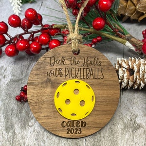 Personalized Pickleball Ornament 2023, Deck the Halls with Pickleballs, Pickleball Christmas gift, Personalized Pickleball Gift