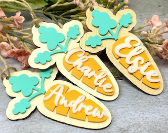 Personalized Carrot Basket Tags -Kids Easter Basket Tags, Carrot Tag, Baby's First Easter, Easter Bunny Name Tags, Easter Bunny Basket Tags