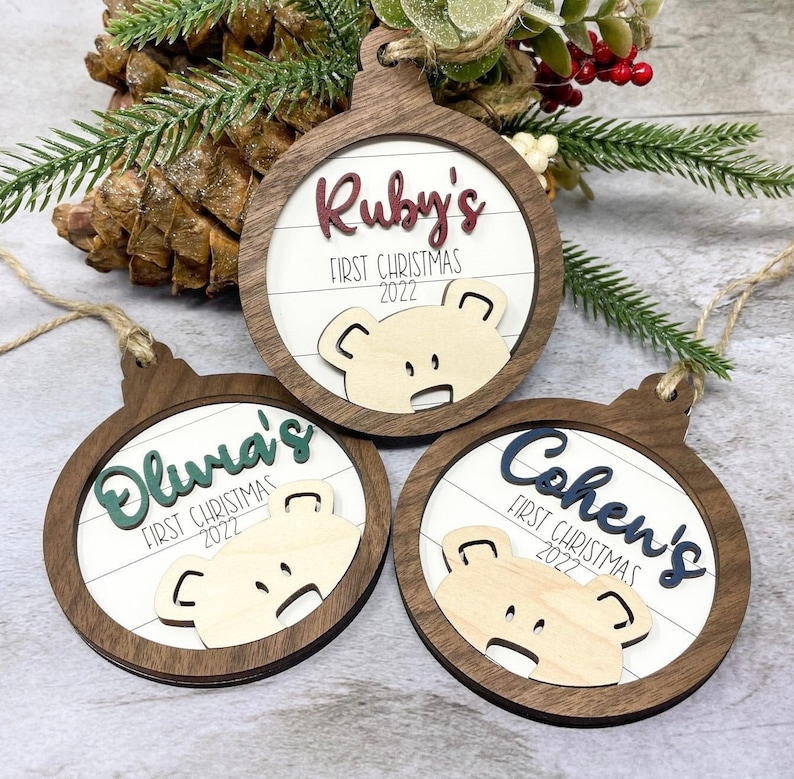 Personalized Baby's First Christmas 2026 Bear Ornament, Baby's First Christmas Gift, Baby Boy Ornament, Baby Girl Ornament image 8