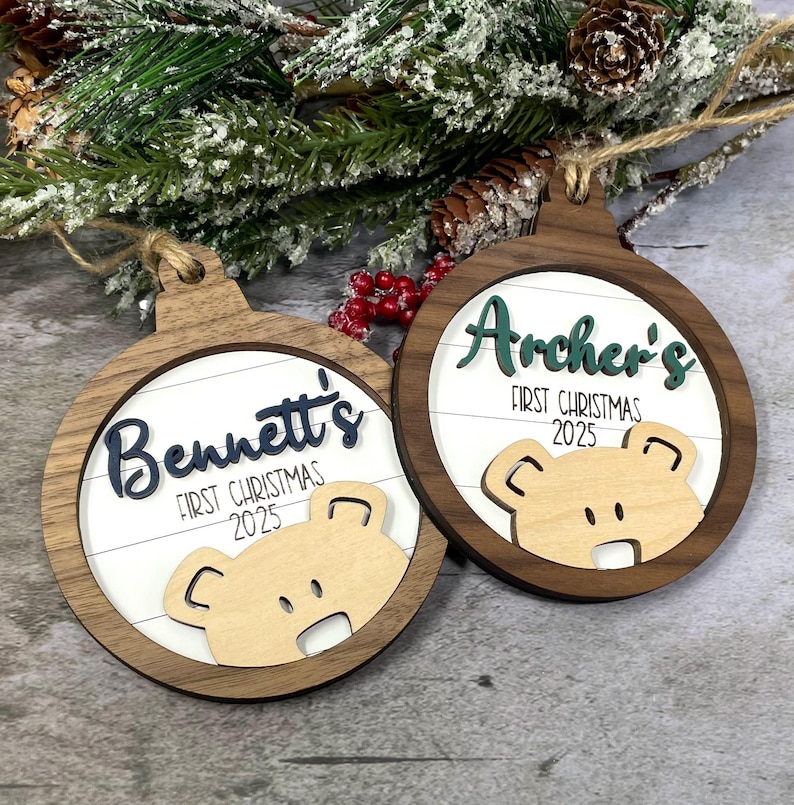 Personalized Baby's First Christmas 2026 Bear Ornament, Baby's First Christmas Gift, Baby Boy Ornament, Baby Girl Ornament image 5