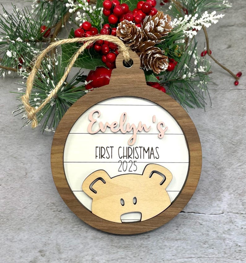 Personalized Baby's First Christmas 2026 Bear Ornament, Baby's First Christmas Gift, Baby Boy Ornament, Baby Girl Ornament image 14