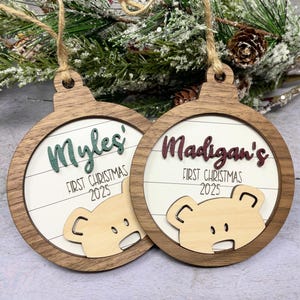 Personalized Baby&#39;s First Christmas 2025 Bear Ornament, Baby&#39;s First Christmas Gift, Baby Boy Ornament, Baby Girl Ornament