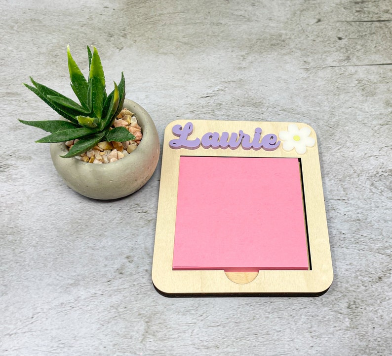 Personalized Sticky Note Holder Post it Note Holder l Personalized Note Pad l Gifts for Girls Office Gift Home Office Gift image 4