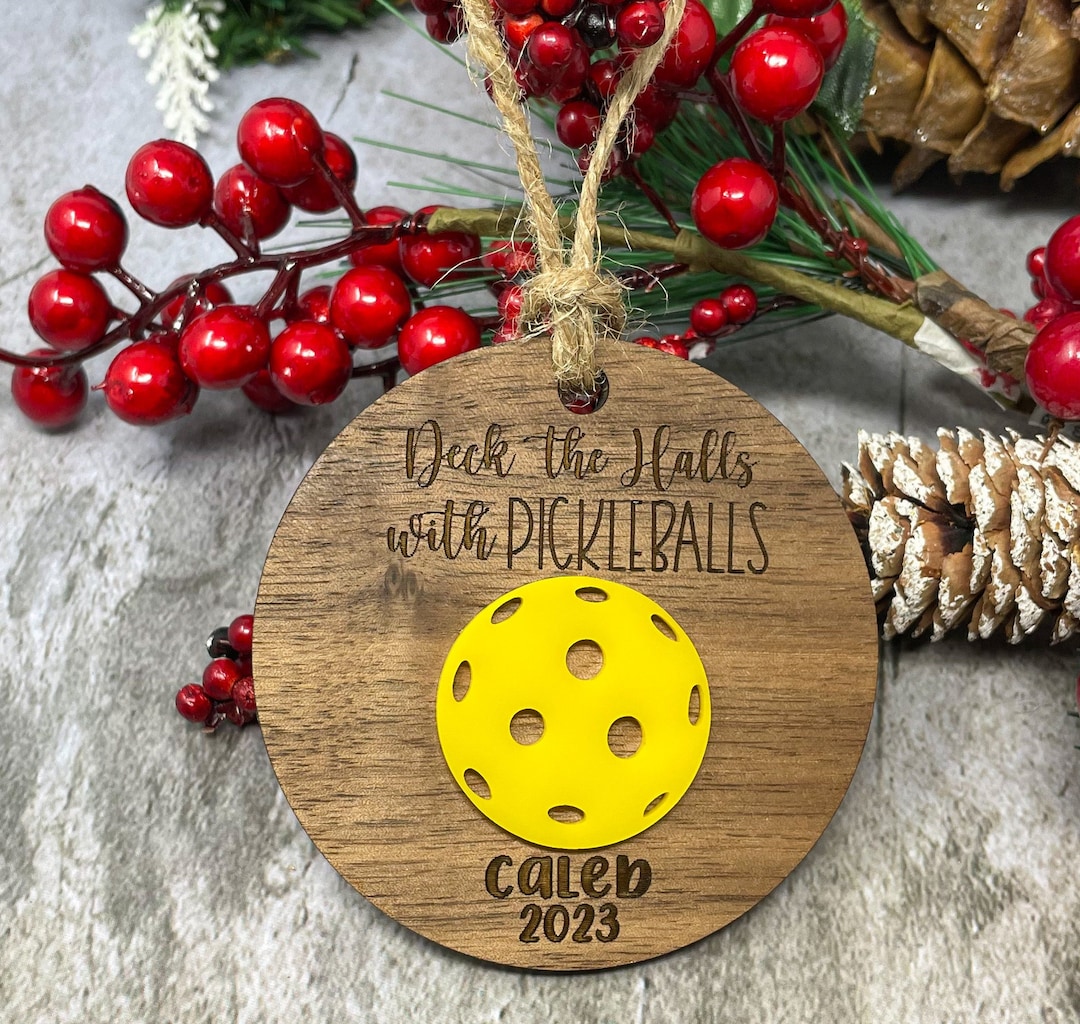 Personalized Pickleball Ornament 2023, Deck the Halls With Pickleballs, Pickleball Christmas