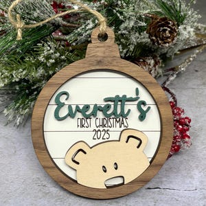 Personalized Baby's First Christmas 2026 Bear Ornament, Baby's First Christmas Gift, Baby Boy Ornament, Baby Girl Ornament image 4