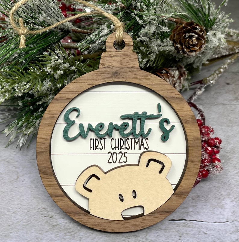 Personalized Baby's First Christmas 2026 Bear Ornament, Baby's First Christmas Gift, Baby Boy Ornament, Baby Girl Ornament image 4