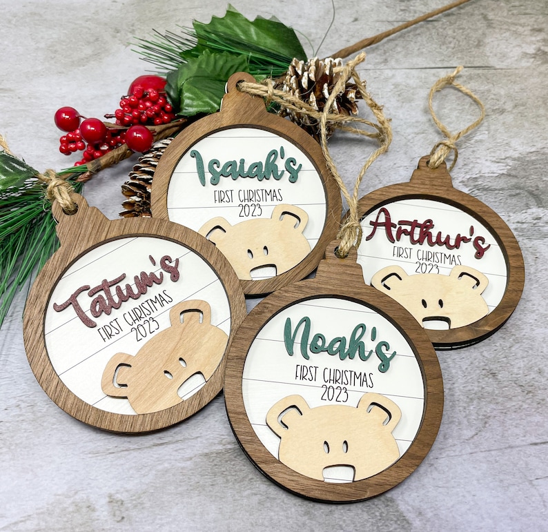 Personalized Baby's First Christmas 2026 Bear Ornament, Baby's First Christmas Gift, Baby Boy Ornament, Baby Girl Ornament image 10