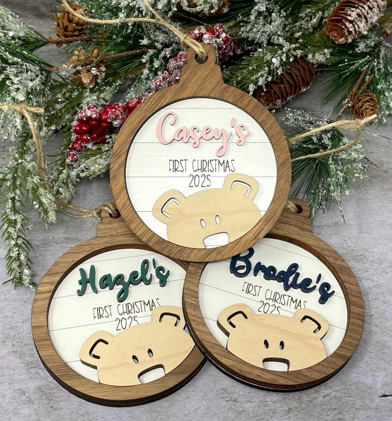 Personalized Baby's First Christmas 2026 Bear Ornament, Baby's First Christmas Gift, Baby Boy Ornament, Baby Girl Ornament image 3