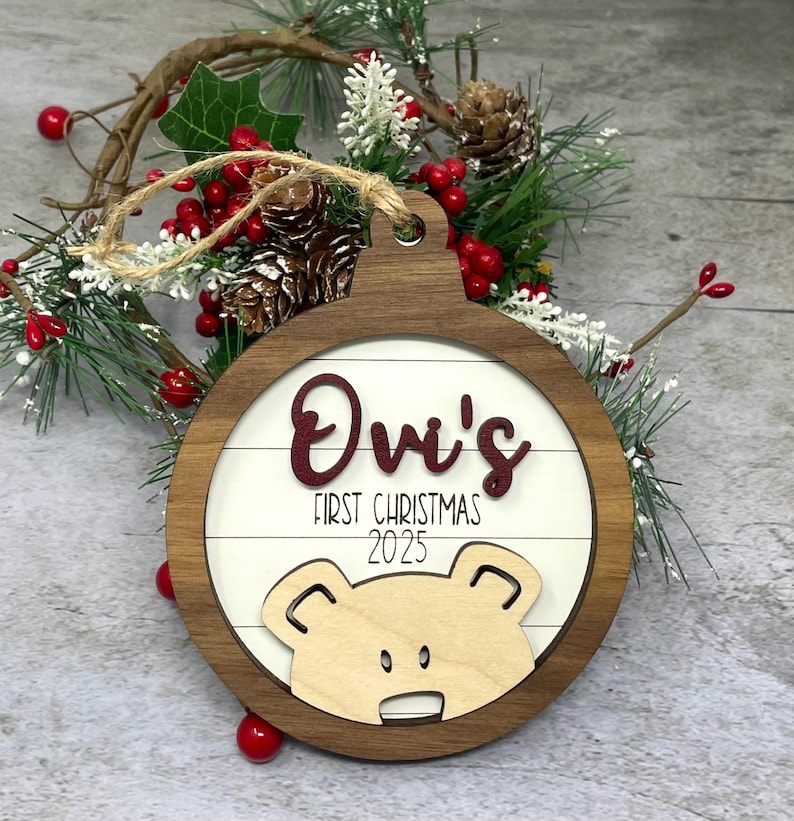 Personalized Baby's First Christmas 2026 Bear Ornament, Baby's First Christmas Gift, Baby Boy Ornament, Baby Girl Ornament image 6