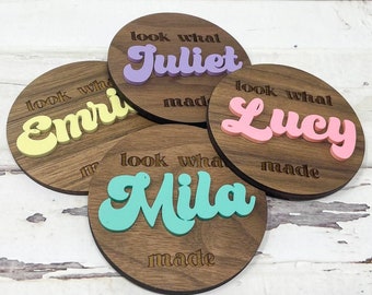 Personalized Kids Name Magnets, Look What I Made, Retro Magnets, Kids Artwork Display, Name Magnets