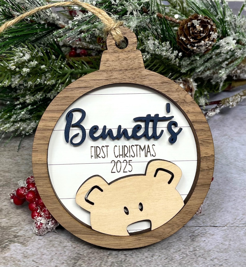 Personalized Baby's First Christmas 2026 Bear Ornament, Baby's First Christmas Gift, Baby Boy Ornament, Baby Girl Ornament image 7